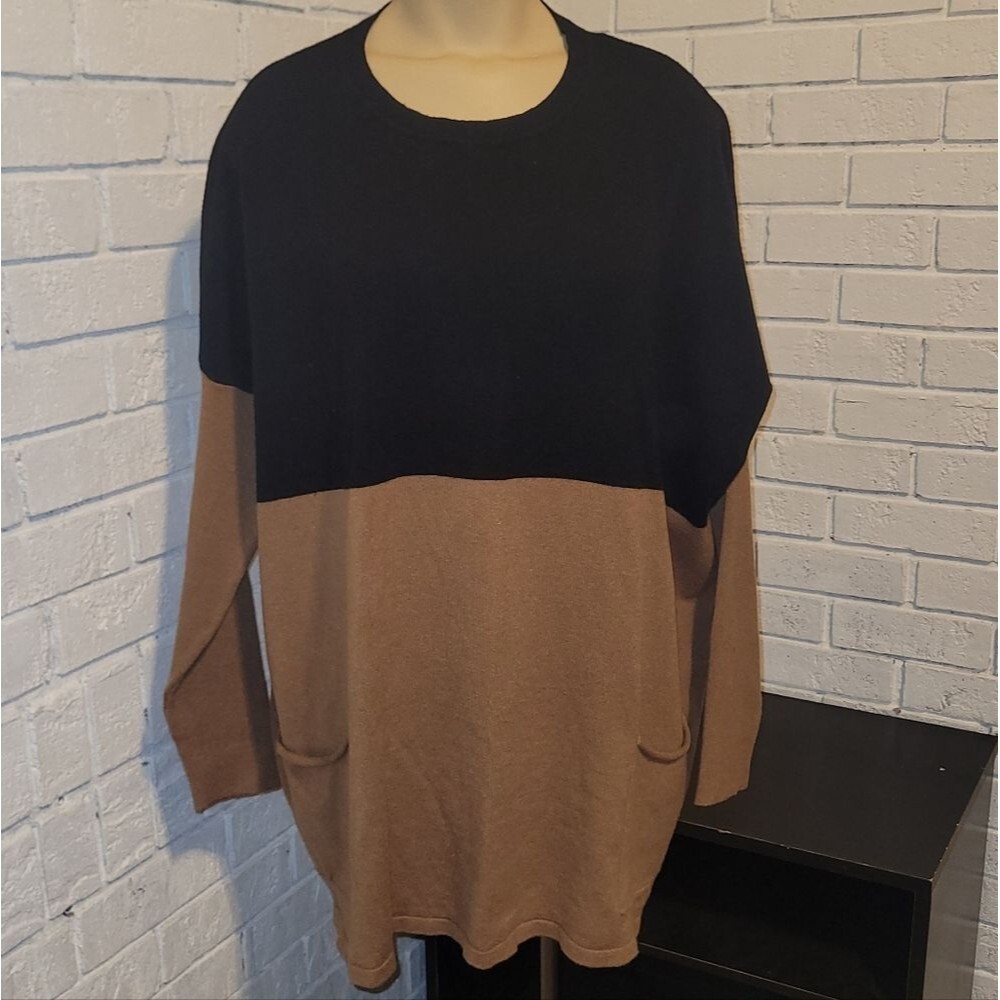 Cozy Chic: Tea n Rose Color Block Tunic Sweater Size M/L